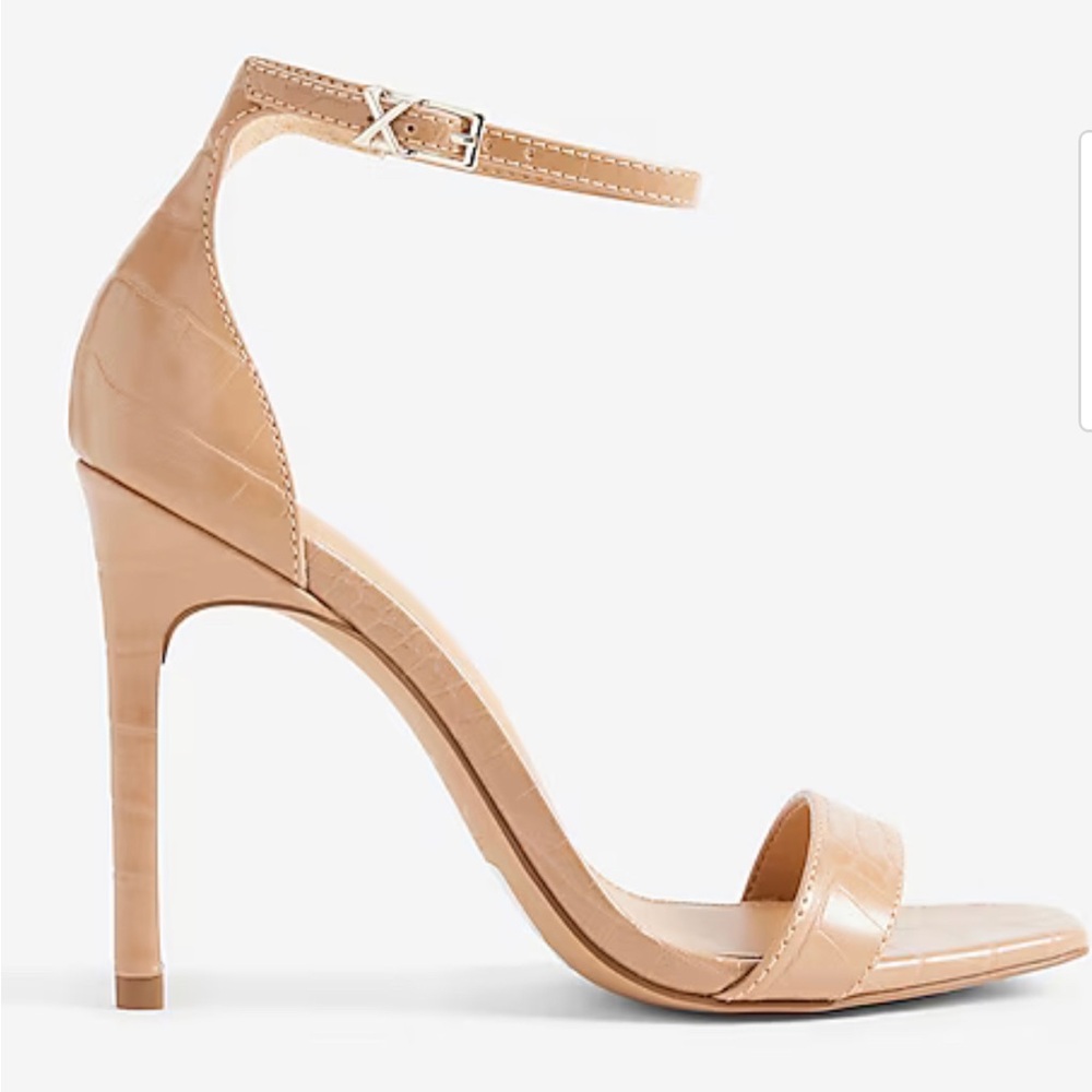 Express Croc-Embossed Square Toe High Heeled Sandals size 9